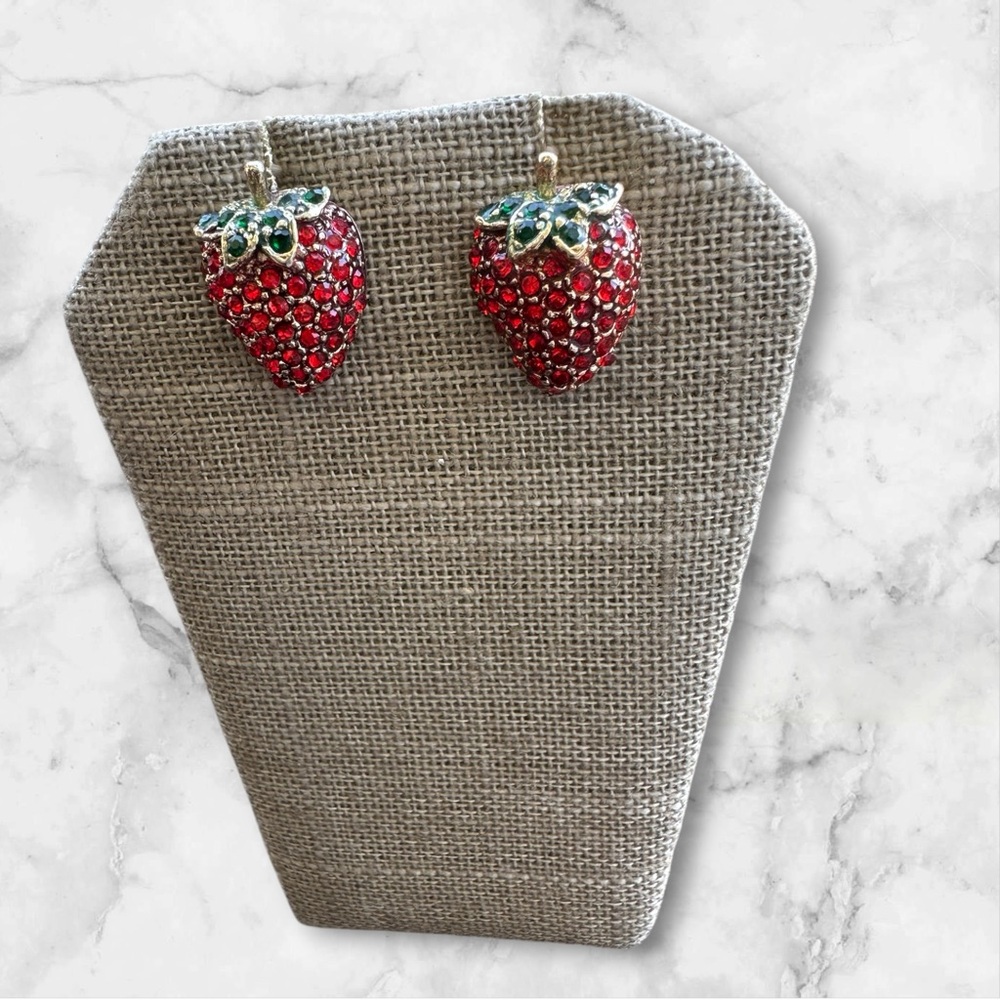 Red Rhinestone strawberry earings